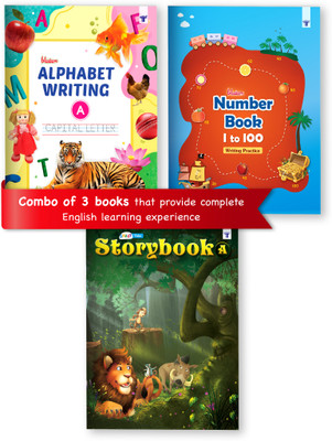 Nursery Books For Kids Learning | Moral Story Book A, 1 To 100 Numbers Writing Book And ABCD Capital Alphabet Writing | Reading And Writing Activities | Pack Of 3 Books(Paperback, Target Publications)