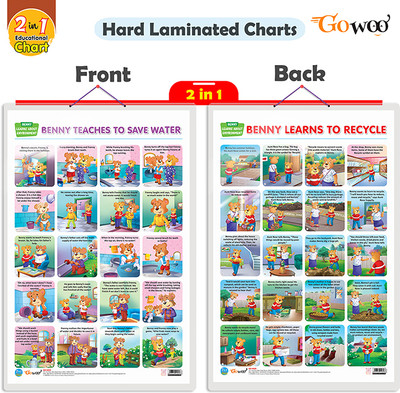 2 IN 1 BENNY LEARNS TO RECYCLE AND BENNY TEACHES TO SAVE WATER, Wall Poster For Room Decor High Quality Paper Print With Hard Lamination (20 Inch X 30 Inch, Rolled)(Hardcover, Sahil)