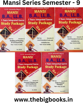 Mansi’s Combo 5 Study Package C.C.S. University Meerut B.A. Ll.B 5 Year Integrated Course, Study Package Semester – Ix (Drafting, Evidence, Cpc & Limitation , Consumer Protection, Crpc) - Edition 2023(Paperback, mansi)