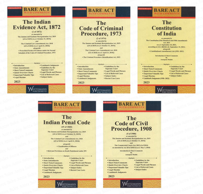 COMBO Of 5 Bare Act Constitution Of India, Indian Penal Code, Code Of Civil Procedure, Code Of Criminal Procedure And Indian Evidence Act Along With Introduction & Short Comments(Paperback, Anuoopam Modak)