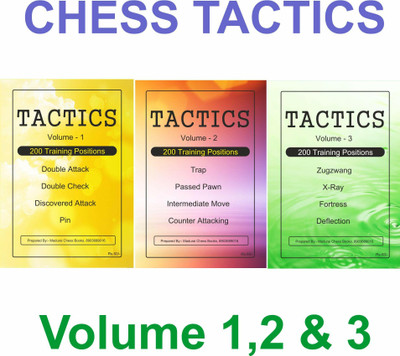 Chess Tactics Volume 1, 2 & 3 - Double Attack, Pin, Fork Etc - 12 Topics And 600 Puzzles To Practice - A Set Of 3 Books(Paperback, Natarajan M)