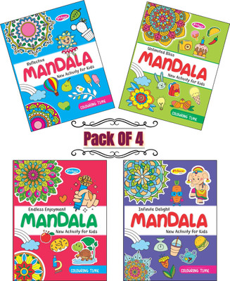 AP SINHA Mandala Colouring Books And Activity Book For Kids || (1) Endless Enjoyment (2) Infinite Delight (3) Unlimited Bliss (4) Reflective Activity And Colouring Books (Pack Of 4, 128 Pages)(Paperback, AP SINHA)