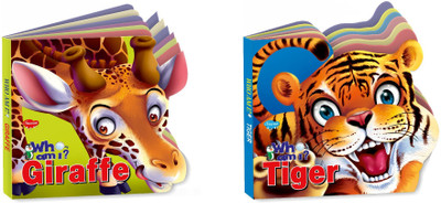 Set Of 2 Who Am I Die Cut Board Books (Giraffe And Tiger)(Board Book, Manoj Publications Editorial Board)