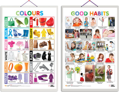 Gift Pack Of 2 Colours And Good Habits Charts | Wall Posters For Room Decor High Quality Paper Print With Hard Lamination (20 Inch X 30 Inch, Rolled)(Hardcover, Sahil)