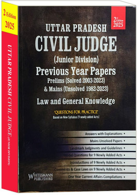Uttar Pradesh Vivil Judge (Junior Division) Previous Year Papers, Prelims (Solved 2002-2023) & Mains (Unsolved 1982-2023) Law And General Knowledge Edition 2025(Paperback, WHITESMANN ED. BOARD)