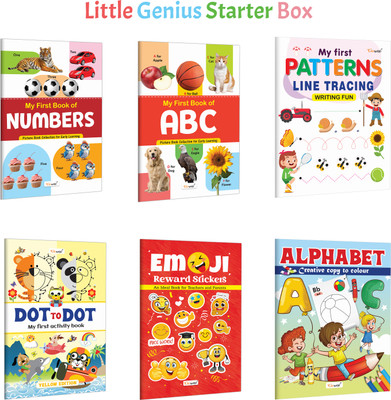 My First Book Of ABC, Numbers, My First Line Tracing Patterns Writing Fun And More :- Early Learning Combo, Line Tracing And Dot To Dot, Kids Fun Colouring, Reward Stickers Pack | Pack Of 6 Books(Paperback, GOWOO)