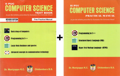 2nd PUC - COMPUTER SCIENCE - Text Book + Practical Manual|Set Of 2 Books|As Per Syllabus Prescribed By Karnataka Pre-University Board|(Paperback, Dr. Maniyappa K.C, Chidambara B.S)