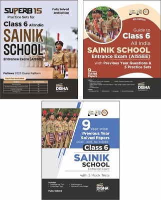 Combo (Set Of 3 Books) Study Package For Class 6 All India SAINIK School Entrance Exam (AISSEE - Set Of 3 Books) - Guide + Previous Year Solved Papers + Practice Sets(Paperback, Disha Experts)