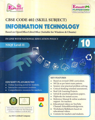 Edusoft INFORMATION TECHNOLOGY 10 CBSE CODE 402 (SKILL SUBJECT)(Paperback, Gagan Agarwal, David Singh)