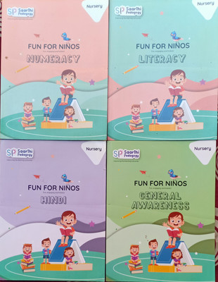 Combo Pack Of 4 Book Set Sarathi Fun For Ninos Nursery Hindi, General Awareness,literacy, Numeracy(Pepper back, Sarathi pedagogy)