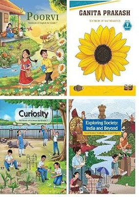 NCERT Class 7 Textbook Of English, Mathematics, Science & Social Science (English, Ganita Prakash, Curiosity & Exploring Society India And Beyond) (Set Of 4 Books) Latest Edition 2025-2026(Paperback, NCERT)