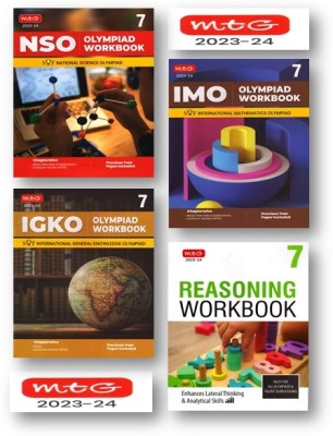Mtg National Science Olympiad (NSO). , International Mathematics Olympiad (IMO) , Inter. G.K. Olympiad (IGKO) & Reasoning Work Book -Class 7TH ( Combo Pack-Set Of 4 Books)-Edition-2023-24(Paperback, MTG CBSE EXPEART TEAM)