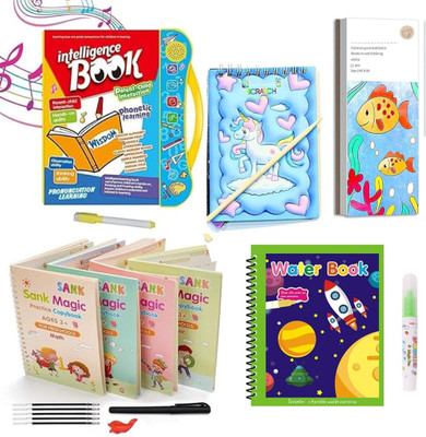 Pack Of 8 Books|Complete Learning Set For Preschooler|Intelligence Book|Colouring Book|Practice Boos(Card board, Mkail)