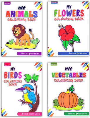 Combo 4 Colouring Books Of My Animal, Bird, Flower & Vegetables(Paperback, Smruti)