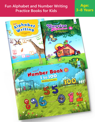 English Alphabet Book And Number Writing Books For Kids |Children Books | Practice ABCD Capital, Small And Cursive Letters And 1 To 100 Numbers | Includes Creative, Fun And Engaging Activities | Age 3 To 8 Year Old | Pack Of 3(Paperback, Target Publications)