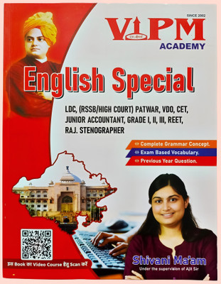 VIPM Academy English Special Book By Shivani Ma'am | LDC, Patwar, REET, VDO, CET & Other Exams | All In One English Grammar, Vocabulary & Previous Year Question Book(Paperback, Hindi, Shivani Ma'am, Ajit Sir)