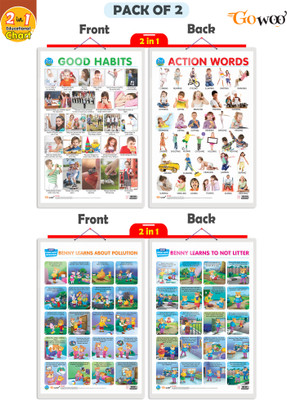 GO WOO Packof2|2IN1GOODHABIT&ACTIONWORD&BENNYLEARNABOUTPOLLUTION&LEARNNOTTOLITTERChart(Blue)
