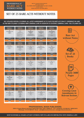 AIBE Exam 25 Bare Acts Set Without Notes As Per New Syllabus, Complete Set Of 25 Books Combo As Per Bar Council Of India Guidelines Covering Latest Up To Date Amendments- Covering New Criminal Laws & Full Syllabus Economy Edition(Paperback, Professional Book Publishers)