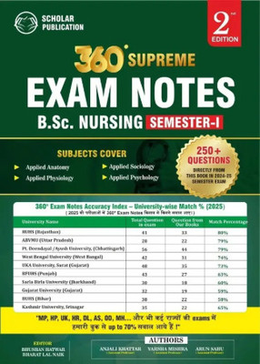 360 Supreme Exam Notes B.Sc. Nursing Semester I (Edition1) - Applied Anatomy, Physiology, Psychology & Sociology (Solved PYQs + Imp Topics Chapterwise)(Paperback, BHUSEN SIR) 360 Supreme Exam Notes B.Sc. Nursing Semester I (Edition1) - Applied Anatomy, Physiology, Psychology & Sociology (Solved PYQs + Imp Topics Chapterwise)(Paperback, BHUSEN SIR)