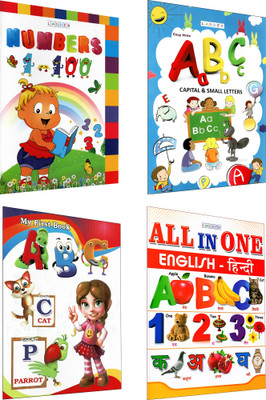 Kids Printed Books, ABCD, English - Hindi, Writing Books, Capital, Small Latters, And Numbers, Pack Of-04(Paperback, Esha)
