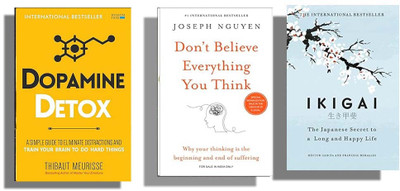AnushkaBooks Combo;- Dopamine Detox & Don't Believe Everything You Think & Ikigai ( English, Pack 3 ) Life Changing Books Combo(Paperbacks, Thibaut Meurisse, Joseph Nguyen)