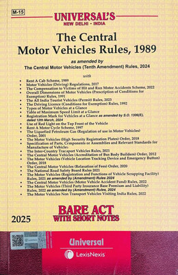 The Central Motor Vehicles Rules 1989 Bare Act With Allied Material And Short Notes(Paperback, Universal's)
