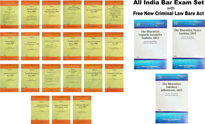Set Of 21 Bare Act For All India Bar Examination (AIBE) Without Short Notes With FREE 3 New Criminal Law Set Bharatiya Nyaya Sanhita 2023 (BNS) | Bharatiya Nagarik Suraksha Sanhita 2023 (BNSS) | Bharatiya Sakshaya Adhiniyam 2023 (BSA) Without Short Notes(Paperback, PLP's)