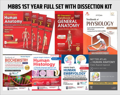MBBS 1ST YEAR SET 2023 (Textbook Of Anatomy (Bd Chaurasia 9th Ed)+ Handbook Of General (BD Chaurasia 7th ) + Textbook Of Physiology (AK Jain 10th Ed) + Textbook Of Biochemistry (DM Vasudevan 10th Revised) + Textbook Of Histology (Inderbir Singh 10th Revised) +Textbook Of Embryology (Inderbir Singh 1 MBBS 1ST YEAR SET 2023 (Textbook Of Anatomy (Bd Chaurasia 9th Ed)+ Handbook Of General (BD Chaurasia 7th ) + Textbook Of Physiology (AK Jain 10th Ed) + Textbook Of Biochemistry (DM Vasudevan 10th Revised) + Textbook Of Histology (Inderbir Singh 10th Revised) +Textbook Of Embryology (Inderbir Singh 1