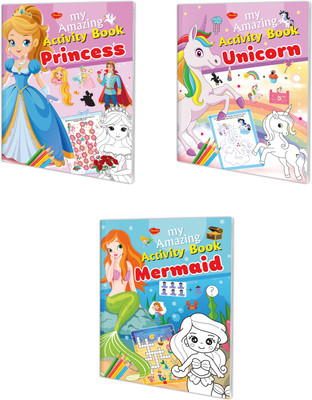 My Amazing Activity Book: Unicorn, Mermaid And Princess :- Magical Mermaid Adventure Book, Fantasy World Maze Book, Imaginative Activity Book | Set Of 3 Activity Book(Paperback, SAWAN)