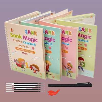 Sank Magic Writing Handwriting Book Digit Tracing Workbook For Toddlers With Magic Pen(Spiral, india)