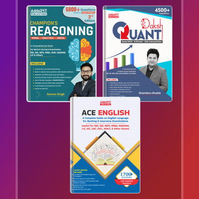 Set Of 3 Quantitative Aptitude By Shantanu Shukla |Daksh Math| Arithmetic| & Champion Reasoning 3.0 & Ace English Language For Banking|For RBI|SBI|IBPS|RRB & Insurance Exams (English Printed) Adda 247(Paperback, Saurav Singh & Shantanu Shukla)