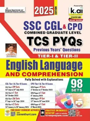 SSC CGL And CPO Tier 1 And Tier 2 English Language And Comprehension TCS PYQs 98 Sets 2025 Edition (English Medium)(Paperback, Kiran)