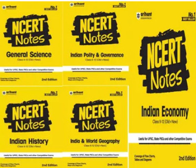 NCERT Notes For Class 6 To 12 (Old + New NCERTs) (5-Books Set)Indian Economy,Indian Polity & Governance,India & World Geography,Indian History,General Science Class 9 -12 (Old + New) (Paperback)(Paperback, AIRIHUNTT)