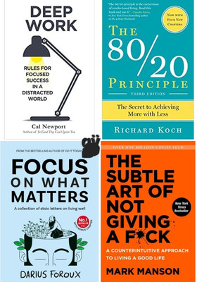 Generic Books. Deep Work. The 80/20 .the Subtle. Focus On What Matters. Combo Set Of 4 Books(Paperback, Self help)