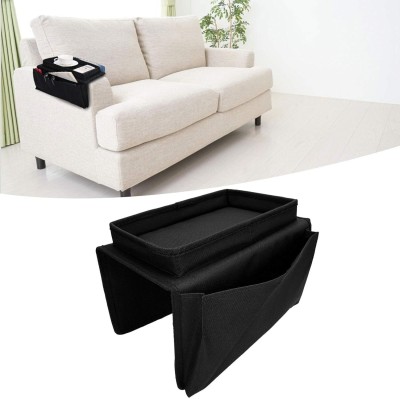NISHIV Arm Rest Organizer with Cup Mobile Pen Paper Holder 6 Pocket for Sofa Chair Polyester Black Rehal(Width (Open) = 18 cm : Height (Open) = 18 cm)