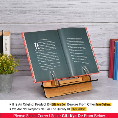 GIFT KYA DE 1 Compartments Book reading stand Desk accessorie for adjustable reading angle compatible with all size book, tablet & mobile all in one book holder for reading, Eco Friendly(BAMBOO)