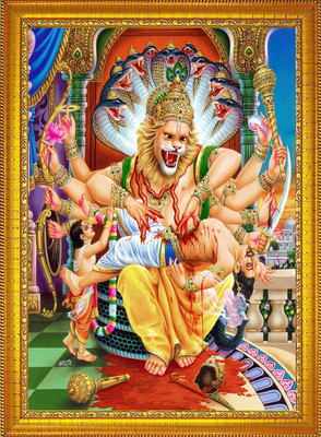 Diyansh Enterprises Lord Narsimha Photo Religious Frame