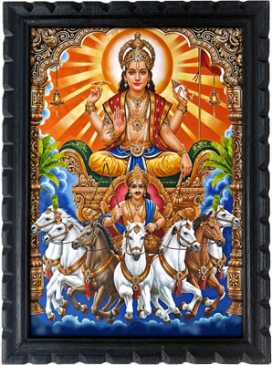 EMPEROR ART GALLERY Lord Surya Bhagwan Wooden Frame, 34.5 x 22.8 cm,Digital Print Religious Frame