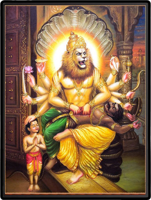 HitechMart Narasimha Laminated Photo Religious Frame