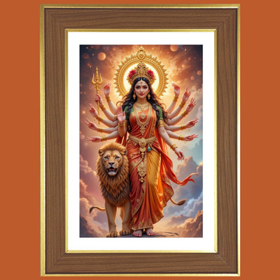 HitechMart Durga Maa Photo Frame 14x18 Inches Religious Frame