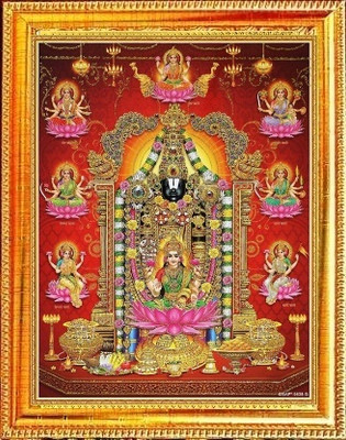 SUNINOW Tirupati Balaji with Laxmi ji Photo Frame ( 20 X 15 CM ) Religious Frame