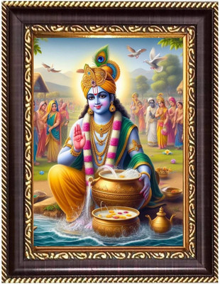 HitechMart Sri Krishna Photoframe 12.7x14.7 inches - Religious Desk And Wall Art Religious Frame