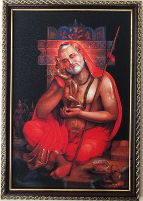 SujArta Raghavendra Swamy Photo, Premium (Medium Size) 13 * 9 Inch Frame, 6 mm MDF Board Religious Frame