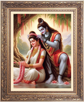 HitechMart Lord Shiv & Maa Parbati Religious Frame