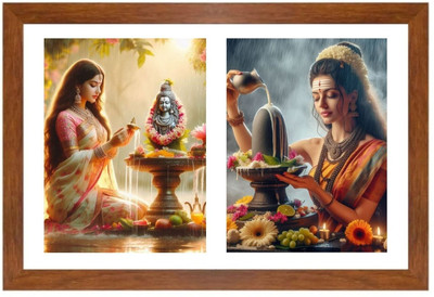 HitechMart Worshipping lord shiva and lingam Photo Frame Religious Frame