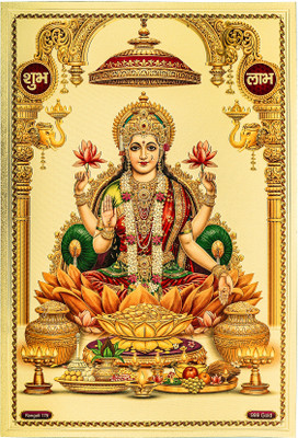 HAWAI Lakshmi Devi Gold Plated Photo For Walldécor Festival Gift (without Frame) Religious Frame
