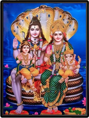 HitechMart Shiva Family Laminated Photo Religious Frame