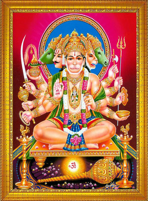 Diyansh Enterprises PANCHMUKHI HANUMAN JI PHOTO Religious Frame