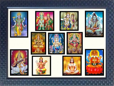 LOKANJ LORD BRAHMA VISHNU MAHESH SARSWATI LAKSHMI PARVATI GANESH HANUMAN KUBER Religious Frame