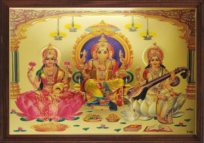 VJ ENTERPRISES Lakshmi ganesha and saraswati Religious Frame